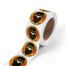 Load image into Gallery viewer, Fiery Skull Sticker Rolls, Custom Labels for Crafts, Party Favors, Scrapbooking, Branding, Halloween Decor