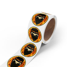 Load image into Gallery viewer, Fiery Skull Sticker Rolls, Custom Labels for Crafts, Party Favors, Scrapbooking, Branding, Halloween Decor