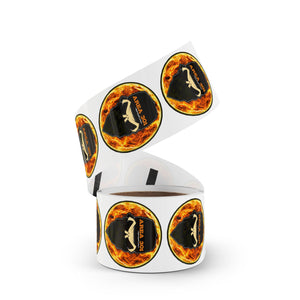 Fiery Skull Sticker Rolls, Custom Labels for Crafts, Party Favors, Scrapbooking, Branding, Halloween Decor