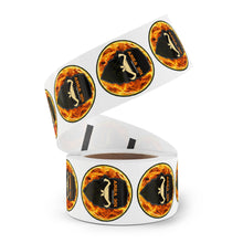 Load image into Gallery viewer, Fiery Skull Sticker Rolls, Custom Labels for Crafts, Party Favors, Scrapbooking, Branding, Halloween Decor